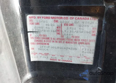 1986 Ford F350 z USA, uszkodzony, nr VIN 2FTHF36L9GCA24286